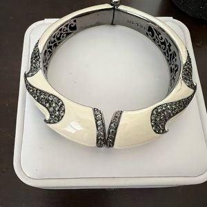 Silver enamel jeweled bracelet